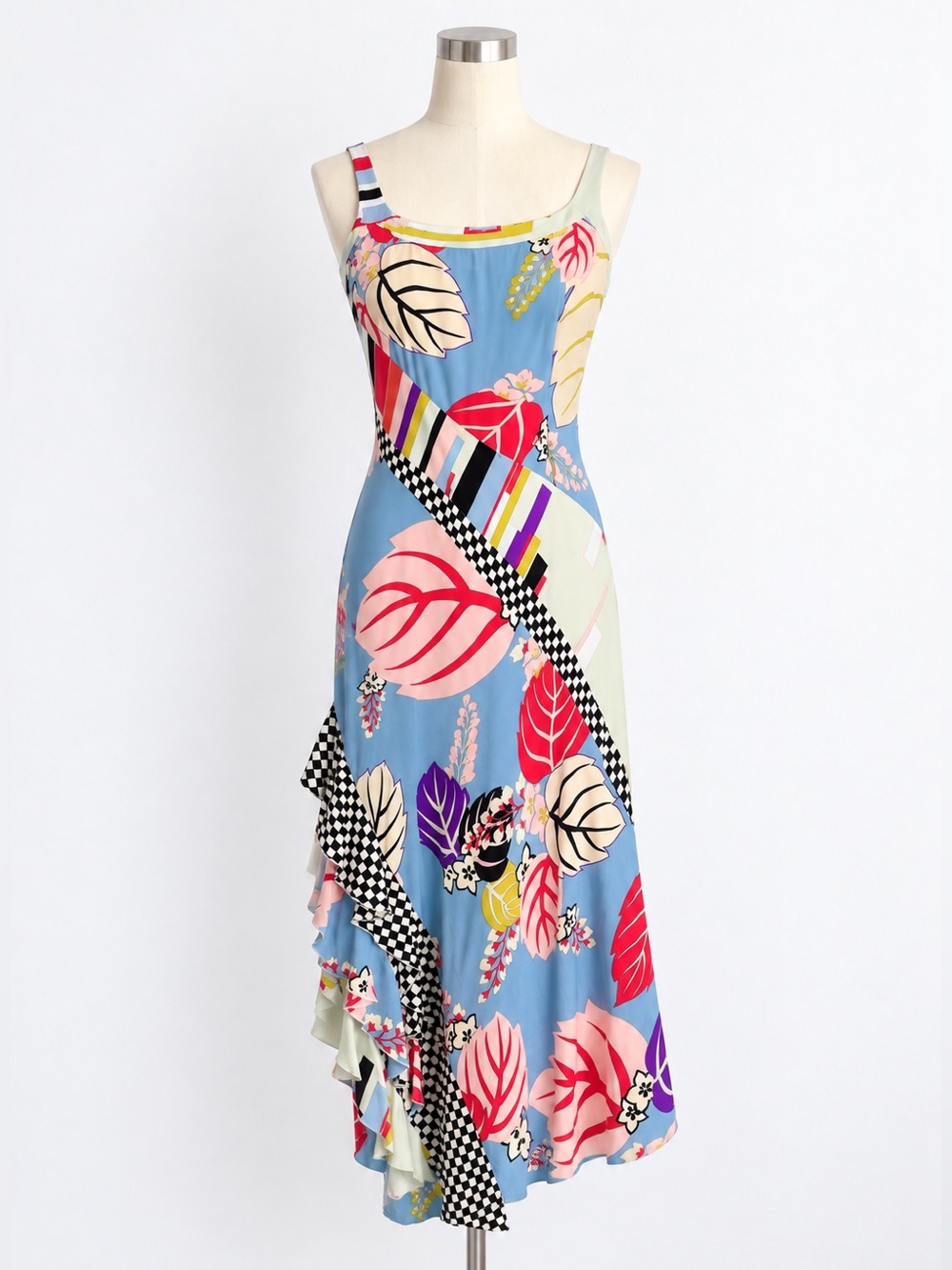 Vintage Y2K Kenzo Jeans Floral Ruffle Maxi Dress 40